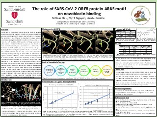 The role of SARS-CoV-2 ORF8 protein ARKS motif on novobiocin binding